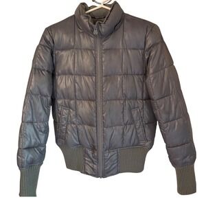 Old Navy Women's Gray Puffer Jacket Full Zip Fleece‎ Lined Coat Winter Small EUC